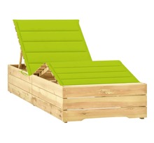 Vidaxl chaise longue avec coussin vert vif bois de pin imprégné