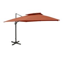 Vidaxl parasol déporté à double toit 300x300 cm terre cuite