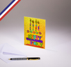 Carte simple pop c'art créée et imprimée en france sur papier certifié pefc - happy birthday - gâteau
