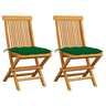Vidaxl chaises de jardin avec coussins vert 2 pcs bois de teck massif