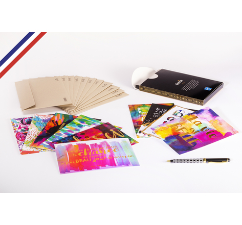 Boîte de 10 cartes simples Série d'Artiste créées et imprimées en France avec 10 enveloppes