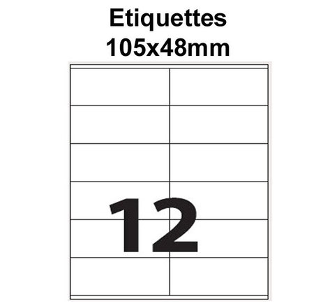 Étiquettes adhésives  105x48mm   (120 étiquettes) - blanc - 10 feuilles -t3azur