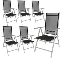 Tectake Lot de 6 chaises de jardin pliantes - noir/gris