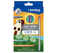 Étui de 12 crayons de couleur triangulaires LYRA Super Ferby coloris métalliques