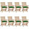Vidaxl chaises de jardin avec coussins vert 8 pcs bois de teck massif