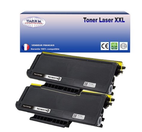 2 Toners compatibles avec Brother TN3170, TN3280 pour Brother HL5280DN Praxis, HL5280DNLT, HL5280DW, HL5280DWLT - 8 000 pages - T3AZUR