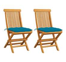 Vidaxl chaises de jardin 2 pcs avec coussins bleu clair teck massif