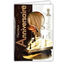Carte Heureux Anniversaire Jeu d'échecs Pions avec Enveloppe Blanche 12x17 5cm
