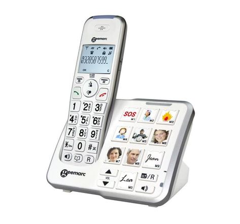 GEEMARC Téléphone grosses touches sénior amplifié numérique sans fil AmpliDECT295 PHOTO - Avec mémoire photo et répondeur intégré