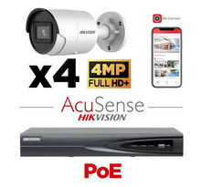 Kit vidéosurveillance 4 caméras Hikvision 4MP H265+ intelligence artificielle AcuSense vision de nuit 40 mètres EXIR 2.0