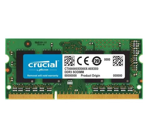 CRUCIAL - Mémoire PC Portable SO-DIMM DDR3 - 4Go (1x4Go) - 1600 MHz - CAS 11 (CT51264BF160B)