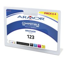Cartouche d'encre remanufacturée compatible Brother LC123 - Pack 4 couleurs (paquet 4 unités)