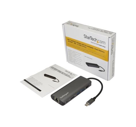 STARTECH.COM Adaptateur multiport USB-C - Lecteur de carte mémoire SD - Power Delivery - HDMI 4K - GbE - 2x USB 3.0