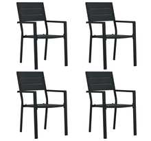 Vidaxl chaises de jardin 4 pcs noir pehd aspect de bois
