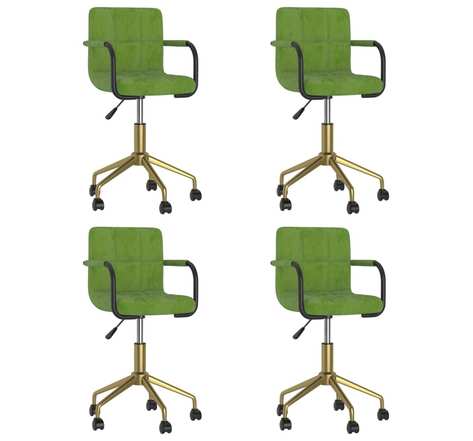 Vidaxl chaises pivotantes à manger lot de 4 vert clair velours