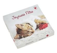 Lot de 6 cartes de voeux avec enveloppe  coffret croix-rouge joyeuses fêtes - chaton - draeger paris