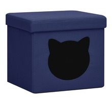 Vidaxl tabouret de rangement pliable avec motif de chat bleu tissu