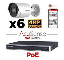Kit vidéosurveillance 6 caméras Hikvision 4MP H265+ intelligence artificielle AcuSense vision de nuit 40 mètres EXIR 2.0