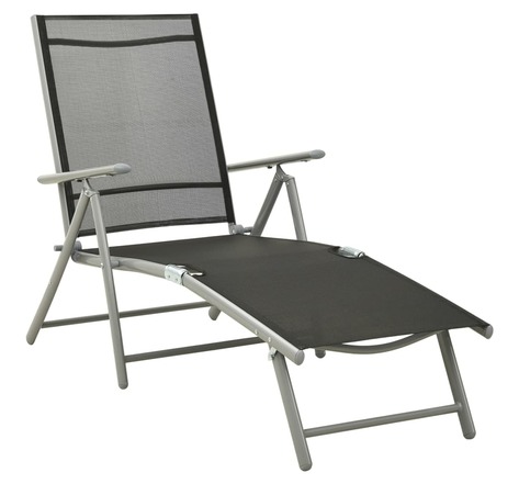 Vidaxl chaise longue pliable textilène et aluminium noir et argenté