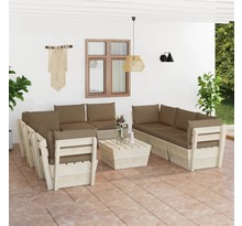 vidaXL Salon de jardin palette 9 pcs avec coussins Épicéa imprégné