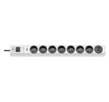Brennenstuhl Multiprise hugo! Blanche - 7 prises+2 prises USB - avec parafoudre et 2m de câble (19.500A)