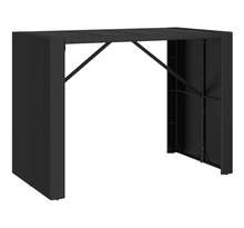 vidaXL Table de bar et dessus en verre noir 145x80x110 cm poly rotin