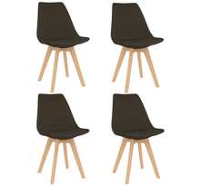 Vidaxl chaises de salle à manger 4 pièces marron foncé tissu