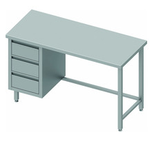 Table inox 3 tiroirs a gauche sans dosseret - gamme 600 - stalgast - 1500x600 x600xmm