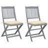 Vidaxl chaises pliables d'extérieur 2 pièces avec coussins bois d'acacia