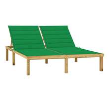 vidaXL Chaise longue double et coussins vert Bois de pin imprégné