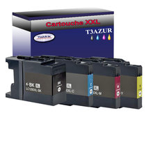 T3AZUR-  Lot de 4 Cartouches compatibles avec Brother LC1240 / LC1280 XL pour Brother MFC-J6910CDW  MFC-J6910DW  MFC-J825DW