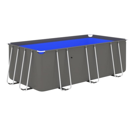 Vidaxl piscine avec cadre en acier 400x207x122 cm anthracite
