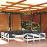 Vidaxl salon de jardin 14 pcs avec coussins blanc bois de pin