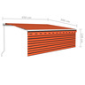 vidaXL Auvent manuel rétractable et store et LED 4 5x3 m Orange/marron