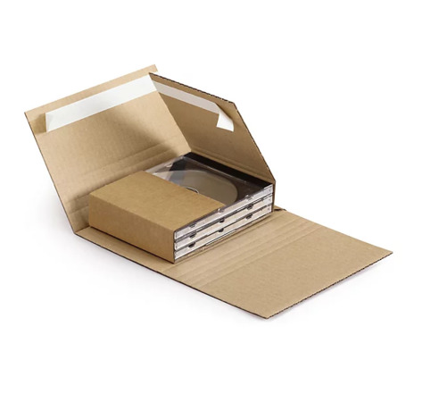 Etui-croix carton brun avec fermeture adhésive 1 a 4 DVD (colis de 25)
