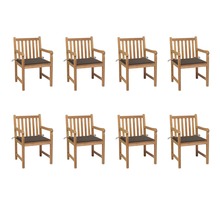 Vidaxl chaises de jardin 8 pcs avec coussins taupe bois de teck massif