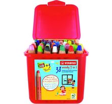 Schoolbox x 38 crayons multi-talents STABILO woody 3in1 + 3 taille-crayons