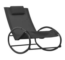 Vidaxl chaise longue avec oreiller acier et textilène noir