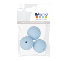 3 perles silicone rondes - 15 mm - bleu pastel