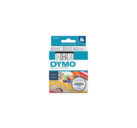 Dymo labelmanager cassette ruban d1 6mm x 7m noir/blanc (compatible avec les labelmanager et les labelwriter duo)