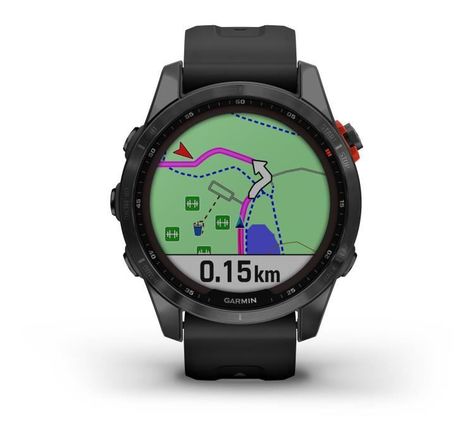 Montre GPS connectée - GARMIN - Fenix 7S Solar - Gris avec bracelet noir