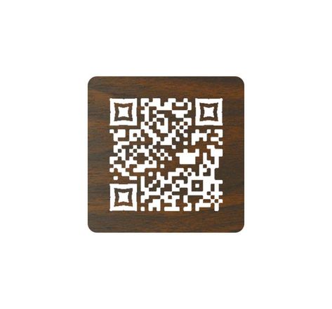 Menu sans contact pictogramme carré QR Code pour présentation menu hôtel restaurant - Couleur effet bois foncé