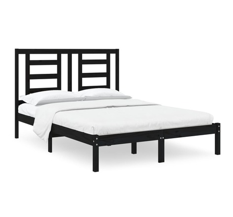 Vidaxl cadre de lit noir bois massif 120x190 cm petit double