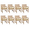 Vidaxl chaises de jardin 8 pièces avec coussins blanc crème teck solide
