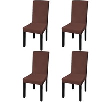 vidaXL Housse de chaise droite extensible 4 Pièces marron