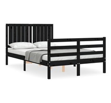 Vidaxl cadre de lit avec tête de lit noir petit double bois massif