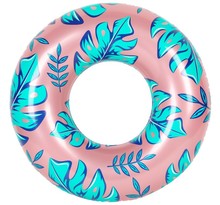 Bouée gonflable ronde xxl pour piscine & plage ultra confort  flotteur deluxe - plantes tropicales ø108cm