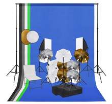 Vidaxl kit de studio photo avec lampes toile de fond et réflecteur