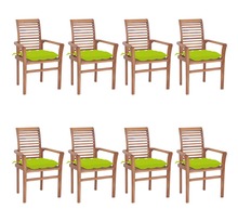 Vidaxl chaises à dîner 8pcs avec coussins vert vif bois de teck solide