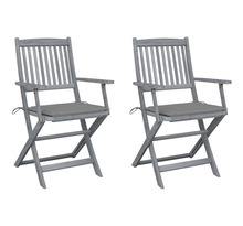 Vidaxl chaises pliables d'extérieur 2 pcs avec coussins bois d'acacia